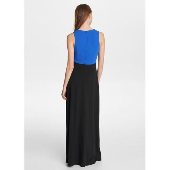 Karl Lagerfeld Black & Blue Color Block Crepe Gown Size 6 NWT - Picture 6 of 10